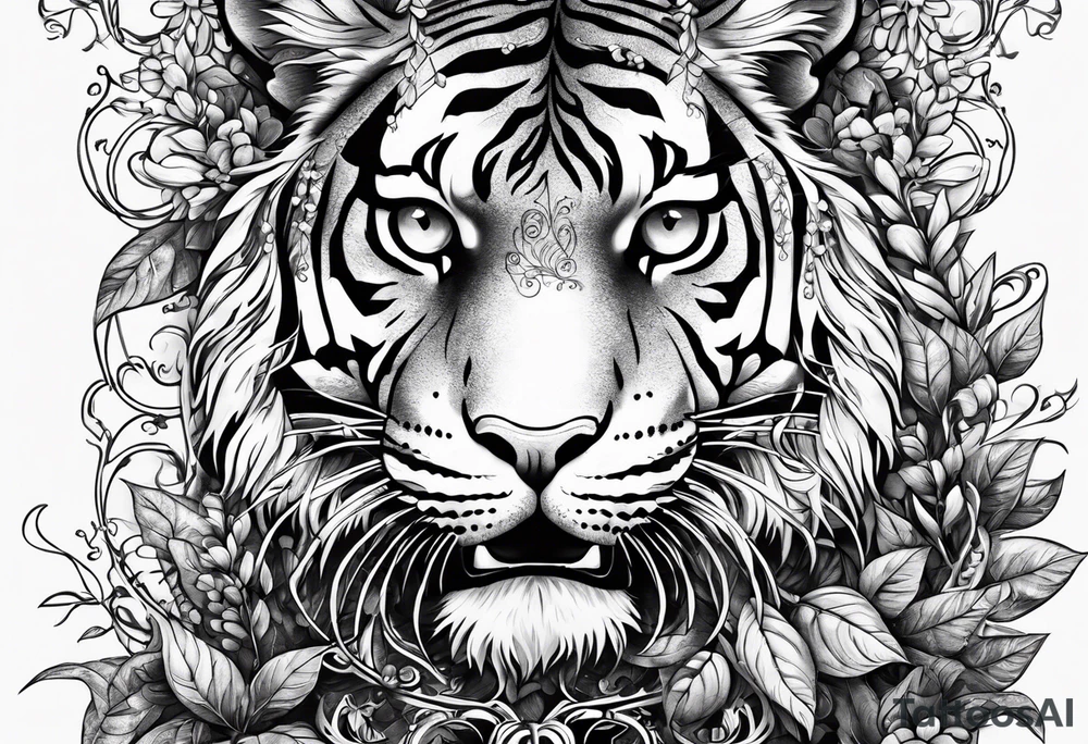Vines climbing up body with tiger lollies growing and the quote 'then, child make another" written into one of the vines tattoo idea