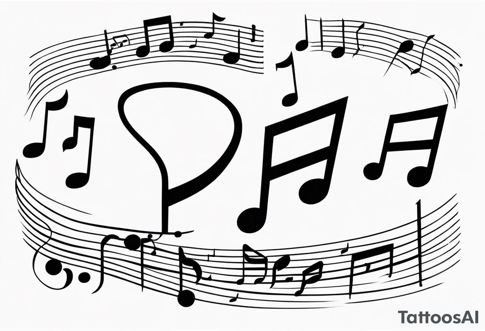 Musical notes connecting toddlers dancing tattoo idea