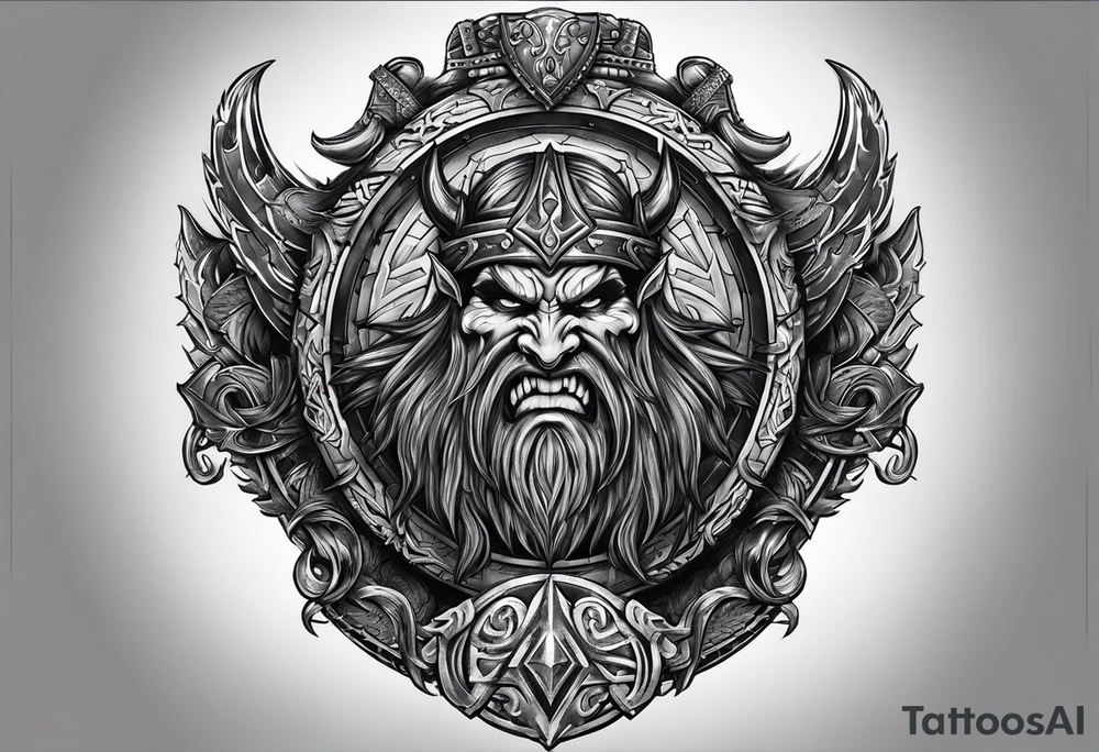 Valhalla round shield berserker tattoo idea