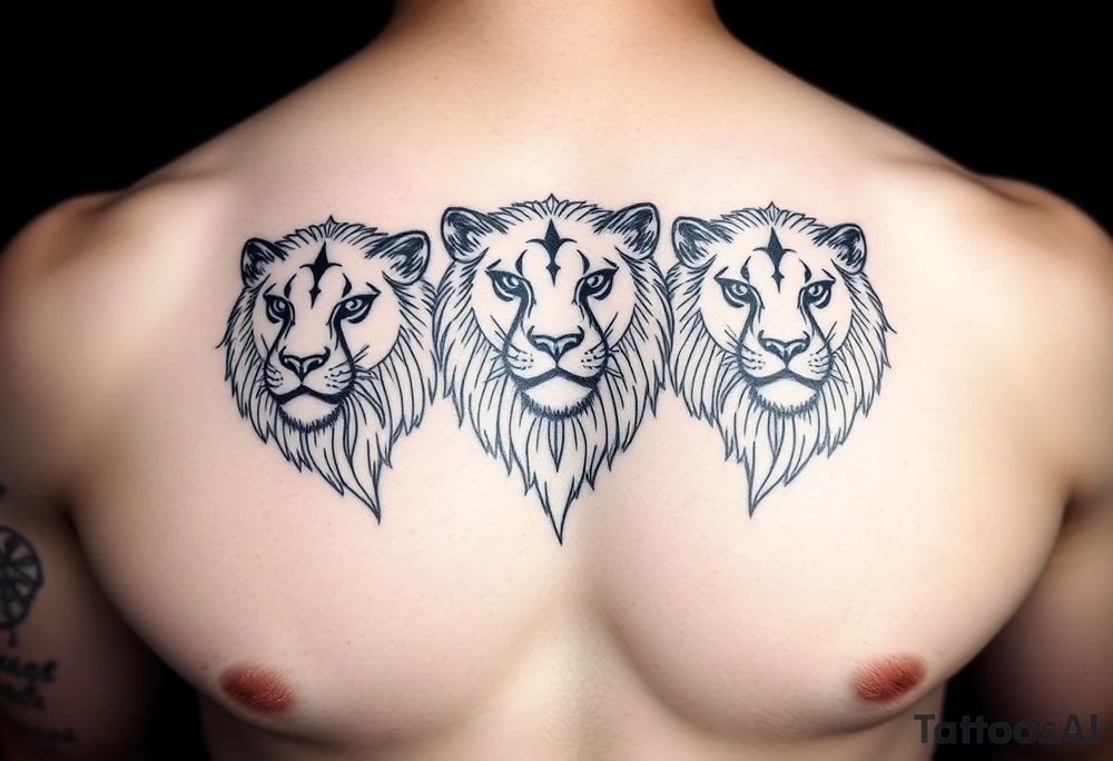 3lions on the chest tattoo idea
