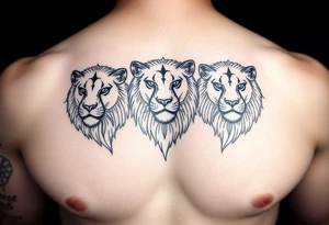 3lions on the chest tattoo idea