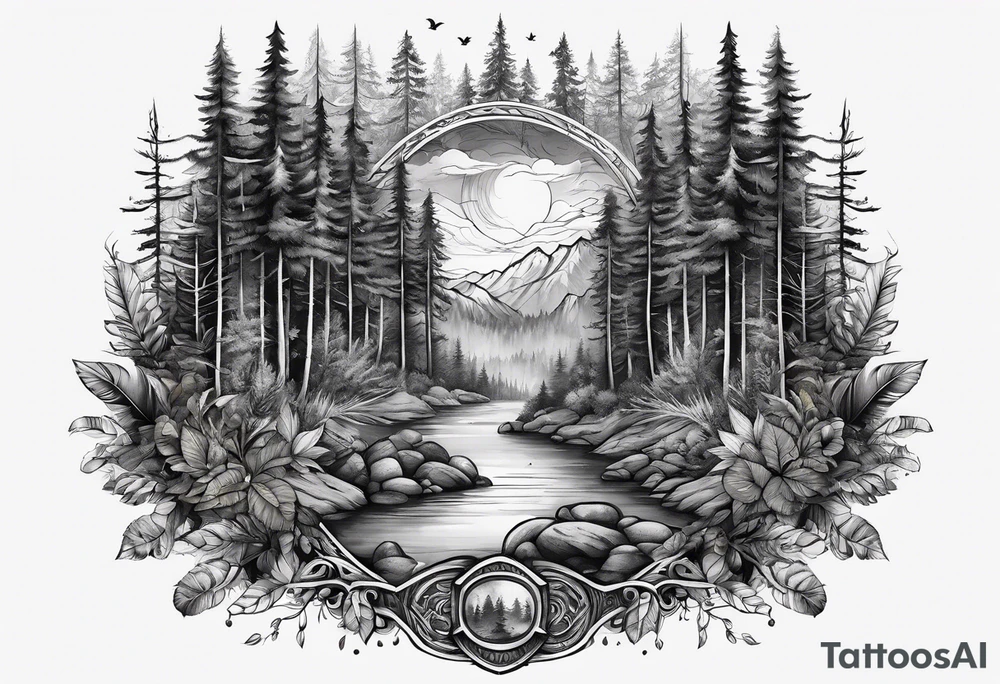 Wild forest for a chest tattoo tattoo idea