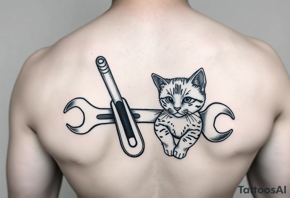 A cold bud light a flipflop a wrench and a kitten all in one memorial tattoo tattoo idea