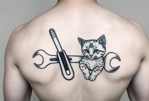 A cold bud light a flipflop a wrench and a kitten all in one memorial tattoo tattoo idea