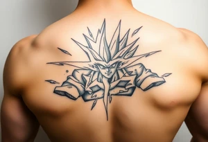 legendary dragonball z scene with energy aura and power effects tattoo idea