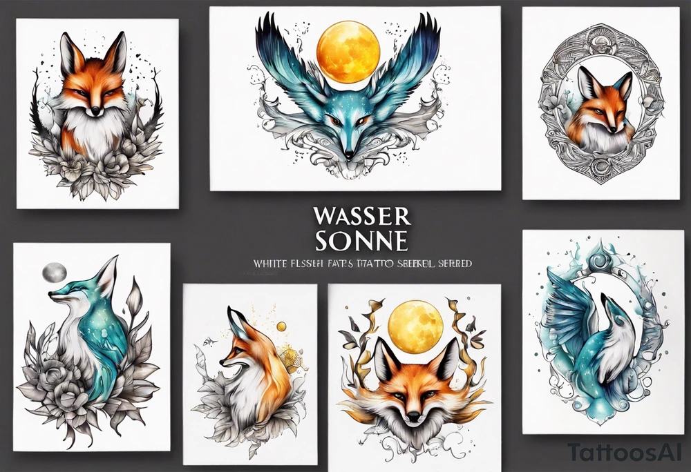 wasser sonne und mond fuchs eule kolibri tattoo idea