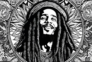 Bob Marley, weed, love, and passion tattoo idea