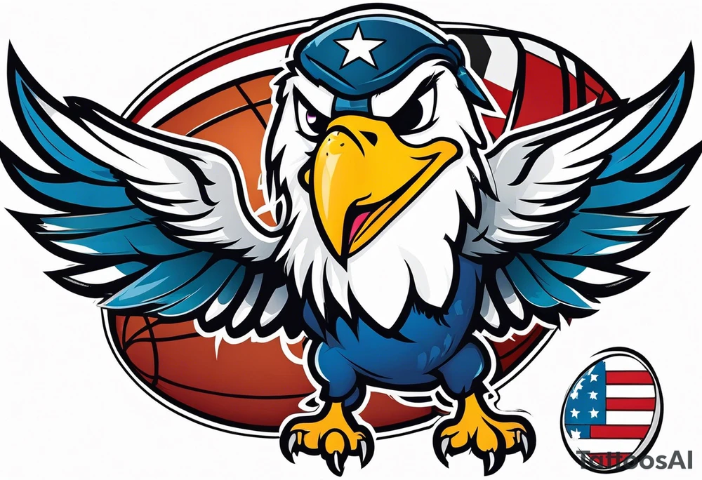 American football with a cartoon eagle tattoo idea