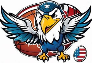 American football with a cartoon eagle tattoo idea