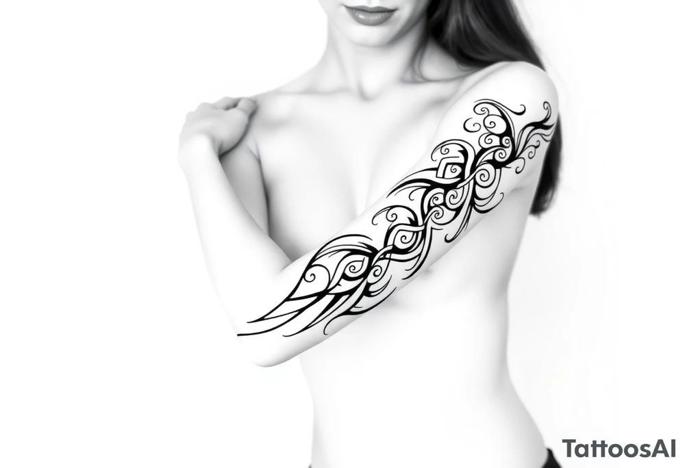 tribal pattern
and bands celtic black and white shading full sleeve simple tattoo idea