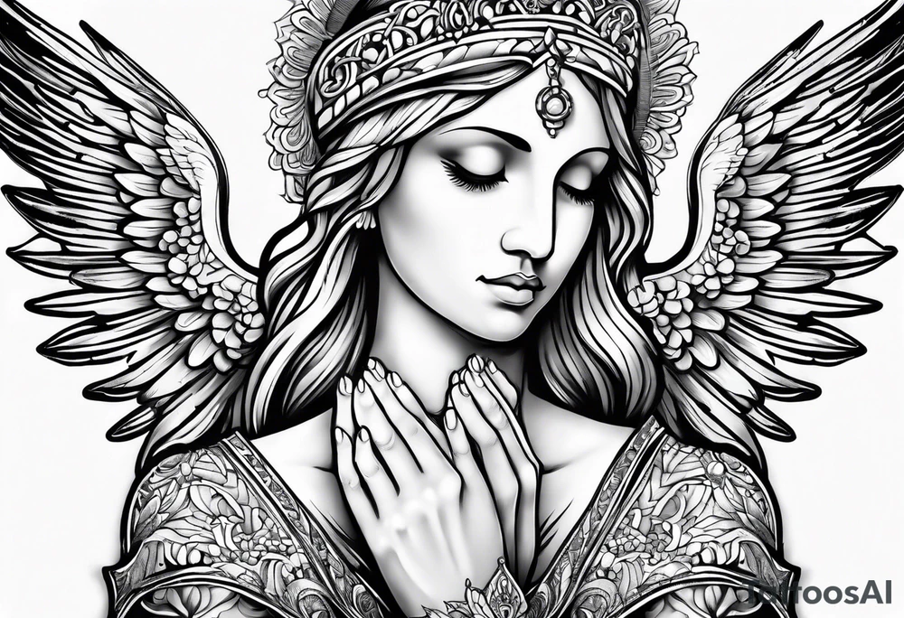 Ovarian cancer religious Angel his praying hands tattoo idea