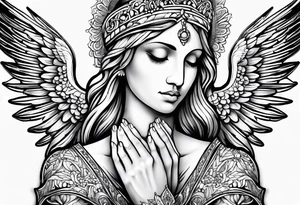 Ovarian cancer religious Angel his praying hands tattoo idea