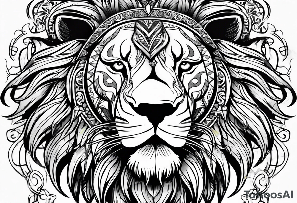 lion showing teeth tribal tattoo idea
