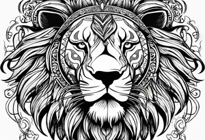 lion showing teeth tribal tattoo idea