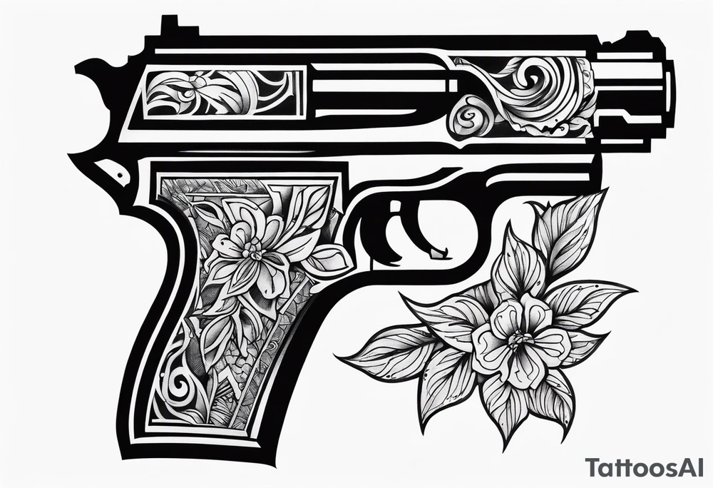 Gangster gun on penis tattoo idea