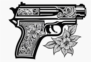 Gangster gun on penis tattoo idea