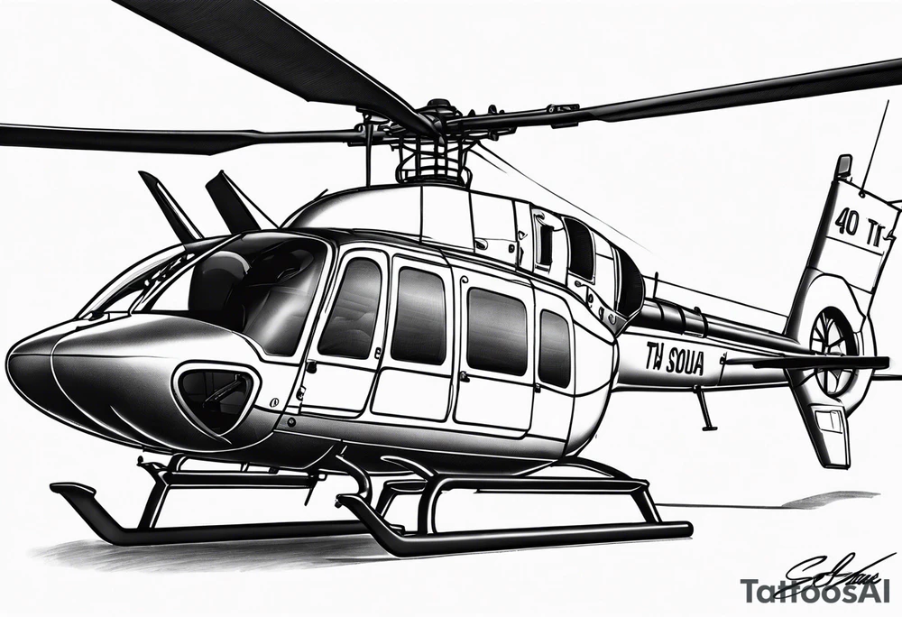 a bell 407 helicopter with the name T. Sousa on it. tattoo idea