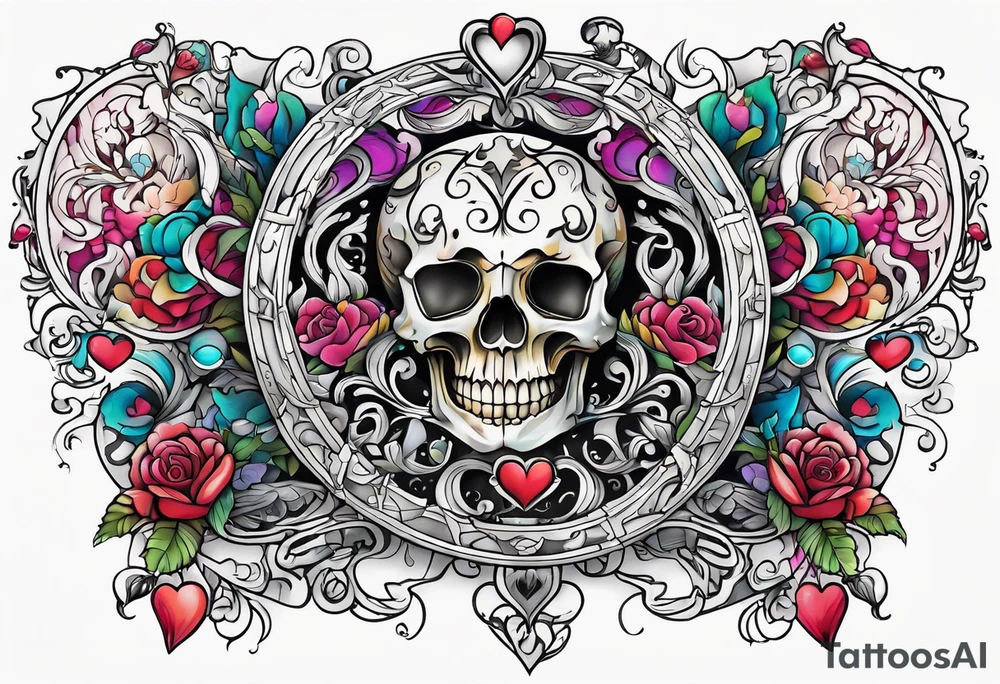heart shaped antique skeleton key tattoo idea