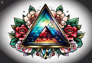 Triangle flag box tattoo idea