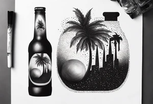 Flaming Molotov cocktail bomb tattoo idea