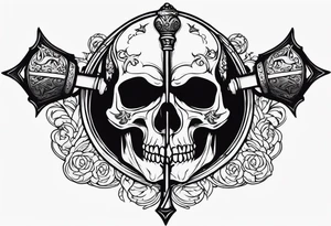 Medieval mace with skull tattoo idea
