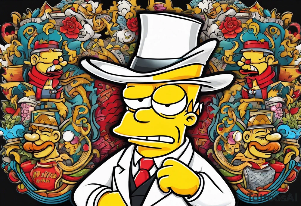 Bart simpson like italian mafia boss tattoo idea