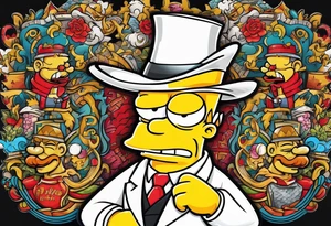 Bart simpson like italian mafia boss tattoo idea