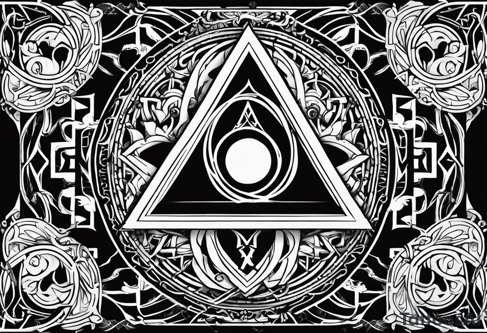 Its a pagan charm of the tetragrammaton to represent powerful the connection God is to Rebecca Sierra as a chosen one designed by God himself with female flair and simple and bold to be recognized as warning to all evil, to also provide love and protection tattoo idea