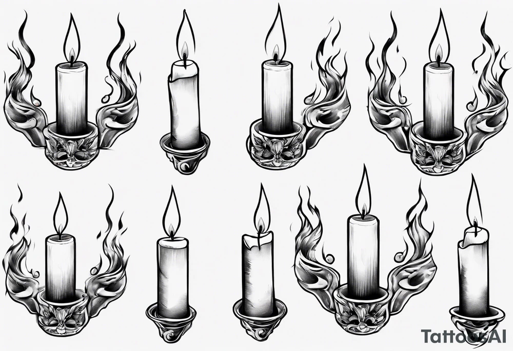 Burning candle in finger loop holder tattoo idea