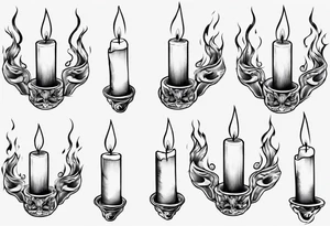 Burning candle in finger loop holder tattoo idea