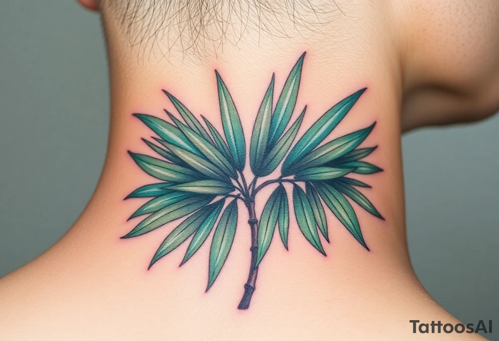 realistic large woven palm leaves tattoo idea