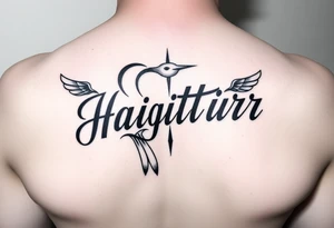 Sagittarius sign for both individuals as a couple names being Harley and Guy bird combined lettering Harley bird tattoo idea