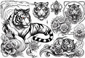 A tiger surrounded by lightning tattoo idea