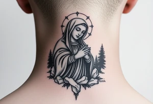 virgin mary in a russian wilderness setting tattoo idea