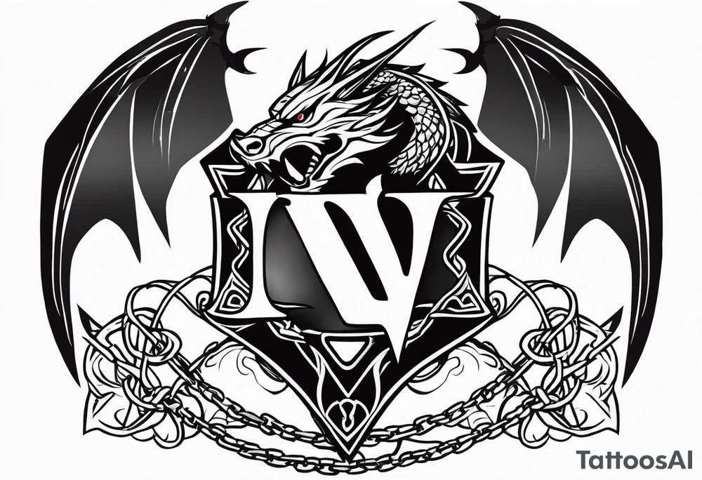 Valhalla sword shield dragon axe Valknut barbed wire chains tribal tattoo idea