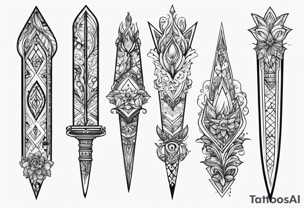 theme daggers and stilletos different designs tattoo idea theme daggers and stilletos different designs tattoo idea