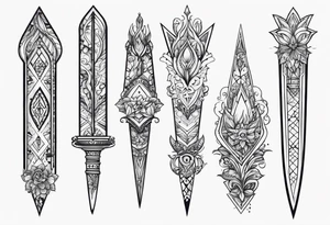 theme daggers and stilletos different designs tattoo idea