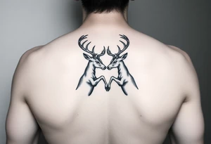Two deer fighting with intertwined antlers tattoo idea