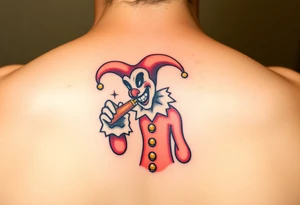 jester smoking and drinking tattoo idea