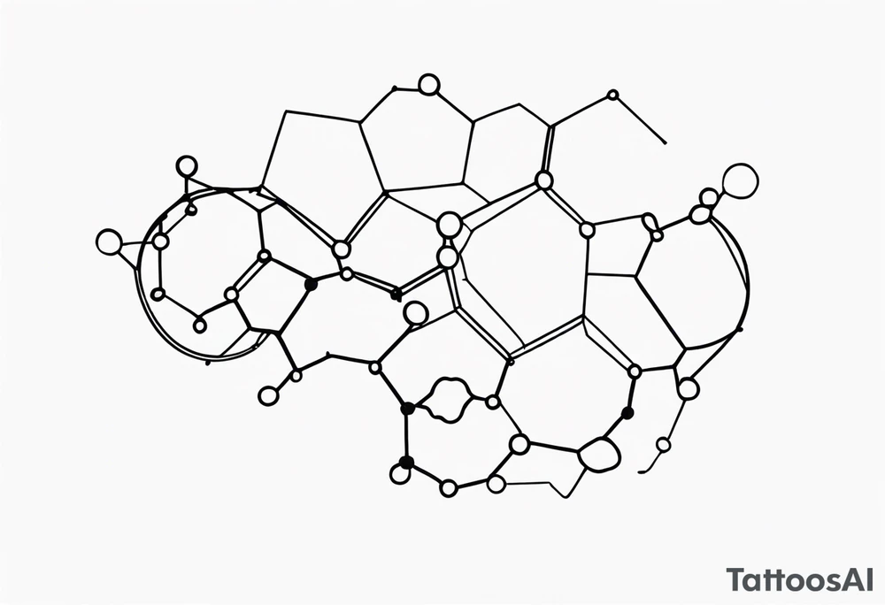 serotonin molecule with its atoms and bonds tattoo idea