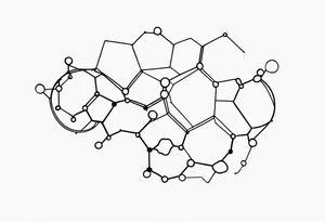 serotonin molecule with its atoms and bonds tattoo idea