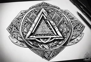 Valhalla shield valknut axe steps tattoo idea