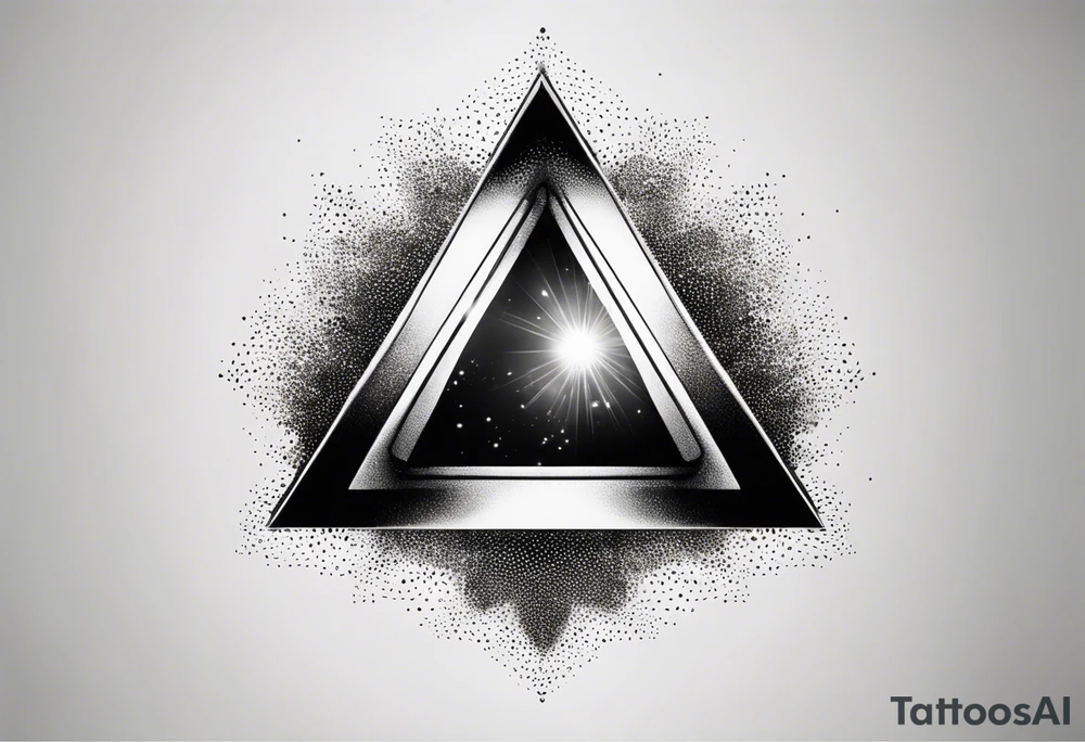 triangle prism glass dispersing a photon into colorful rays tattoo idea