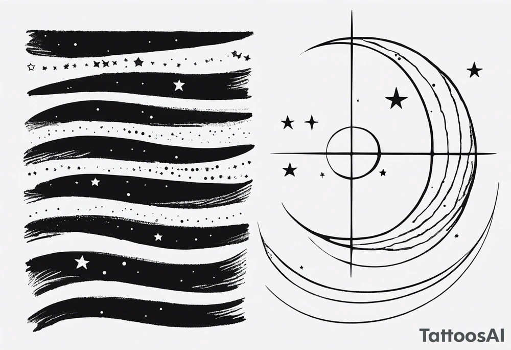 create me a spine tatto intergrating my star sing, star constellation, moon  on the day that I was born January 17th 2005make it skinny going down the whole spine, and not my moon phase just the moon on the day I was born, janauary 17th 2005 tattoo idea