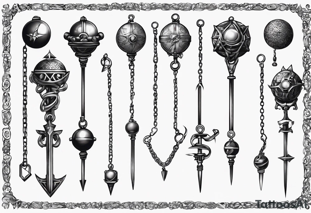 ball mace on a chain tattoo idea