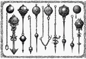 ball mace on a chain tattoo idea
