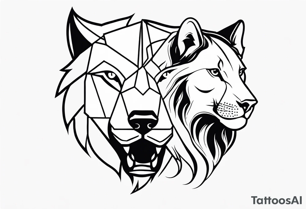 Wolf and lion tattoo idea