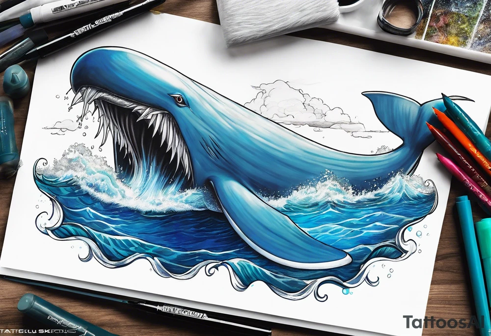 Wailord Pokemon in the ocean. tattoo idea