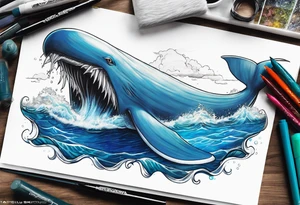 Wailord Pokemon in the ocean. tattoo idea