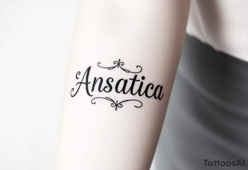 Anastacia in old English font tattoo idea